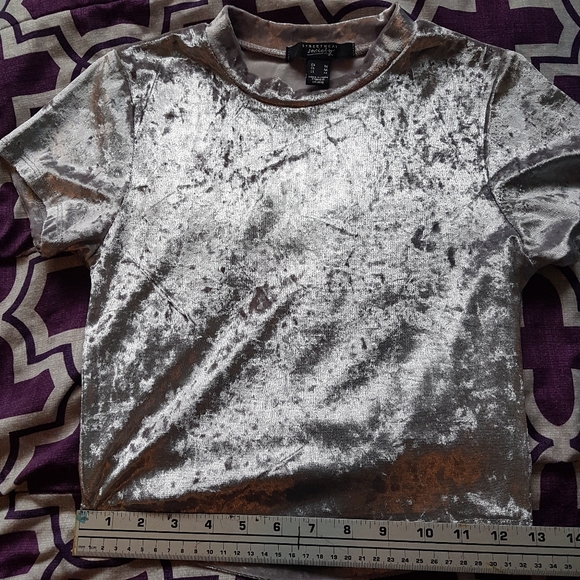 🍭Silver Crushed Velvet Crop Top - Picture 6 of 8